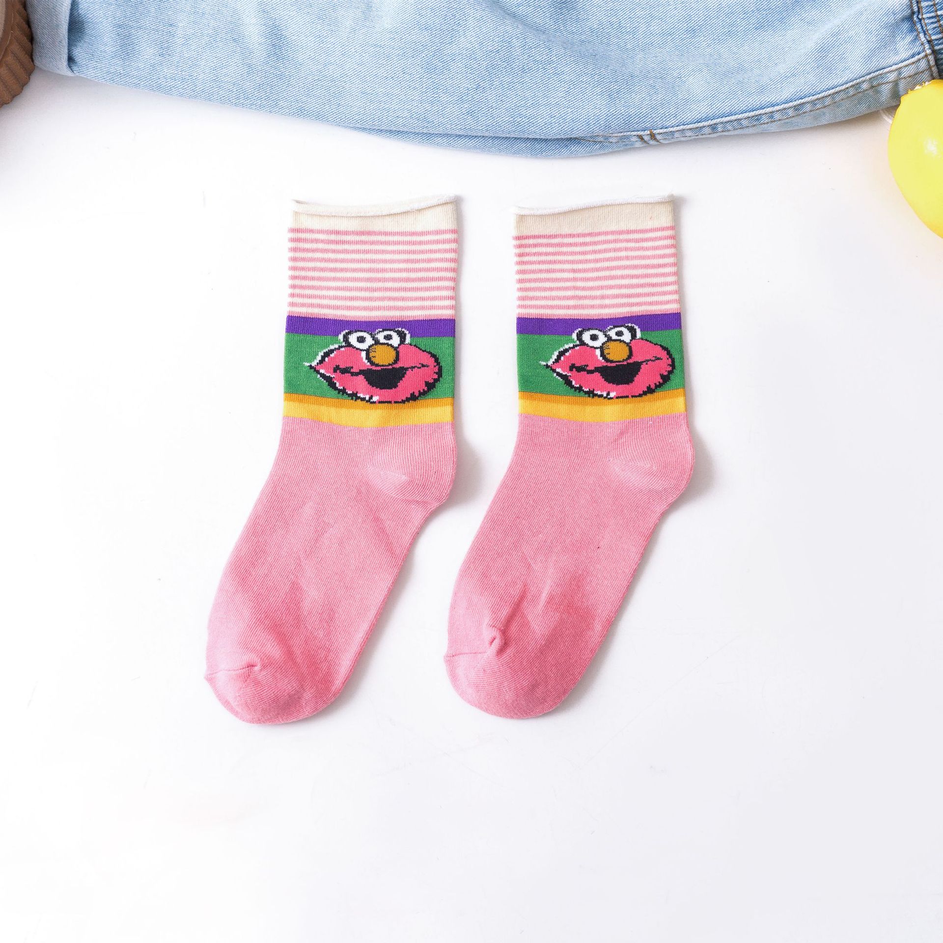 Tide Brand Character Illustration Cute Cartoon Style Cotton Men And Women In Tube Socks Wholesale Sport